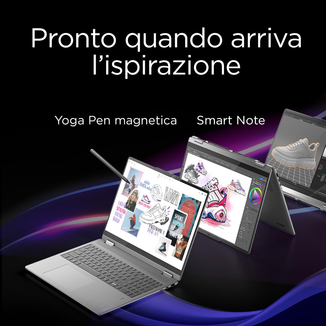 Lenovo Yoga 7 2 in 1 Notebook Copilot+ PC Convertible Touch 14" OLED WUXGA Intel Core Ultra 7 256V RAM 16 GB SSD 512 GB Windows 11 Home WiFi 7 Luna Grey