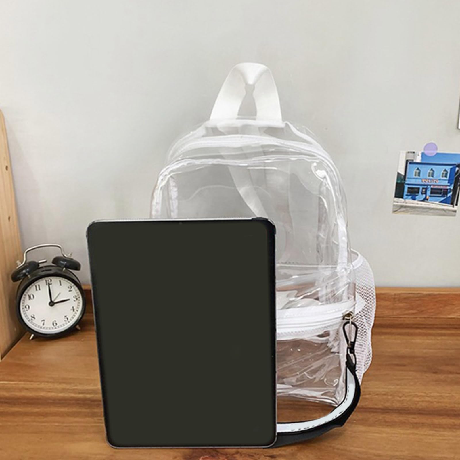 Zaino trasparente capacità Borsa da scuola trasparente impermeabile con cerniera casual Zaino da viaggio in PVC visibile resistente all ' acqua