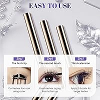 Vista 3 de 2 máscaras de pestañas rizadas, impermeables, de secado rápido, ultrafina de secado rápido, pestañas rizadas 3D mejoradas, a prueba de manchas, sin