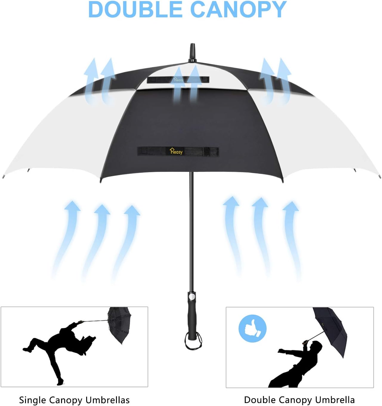 TANGDIAABBCC Heasy Golf Umbrella 68 Inch Large Windproof Waterproof Oversize Double Canopy Extra Sturdy Automatic Stick Umbrellas for Men & Women