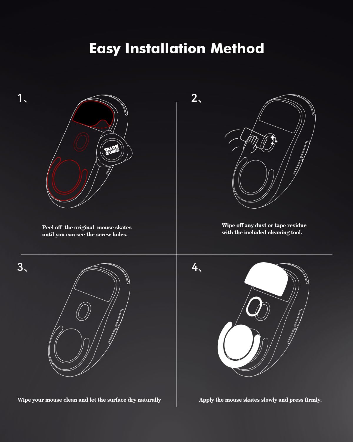 ZORTVUL Set Di 60 Pattini Per Mouse Logitech G Pro Wireless, Piedini Ultra Rapidi, Bordi Arrotondati, Rosso