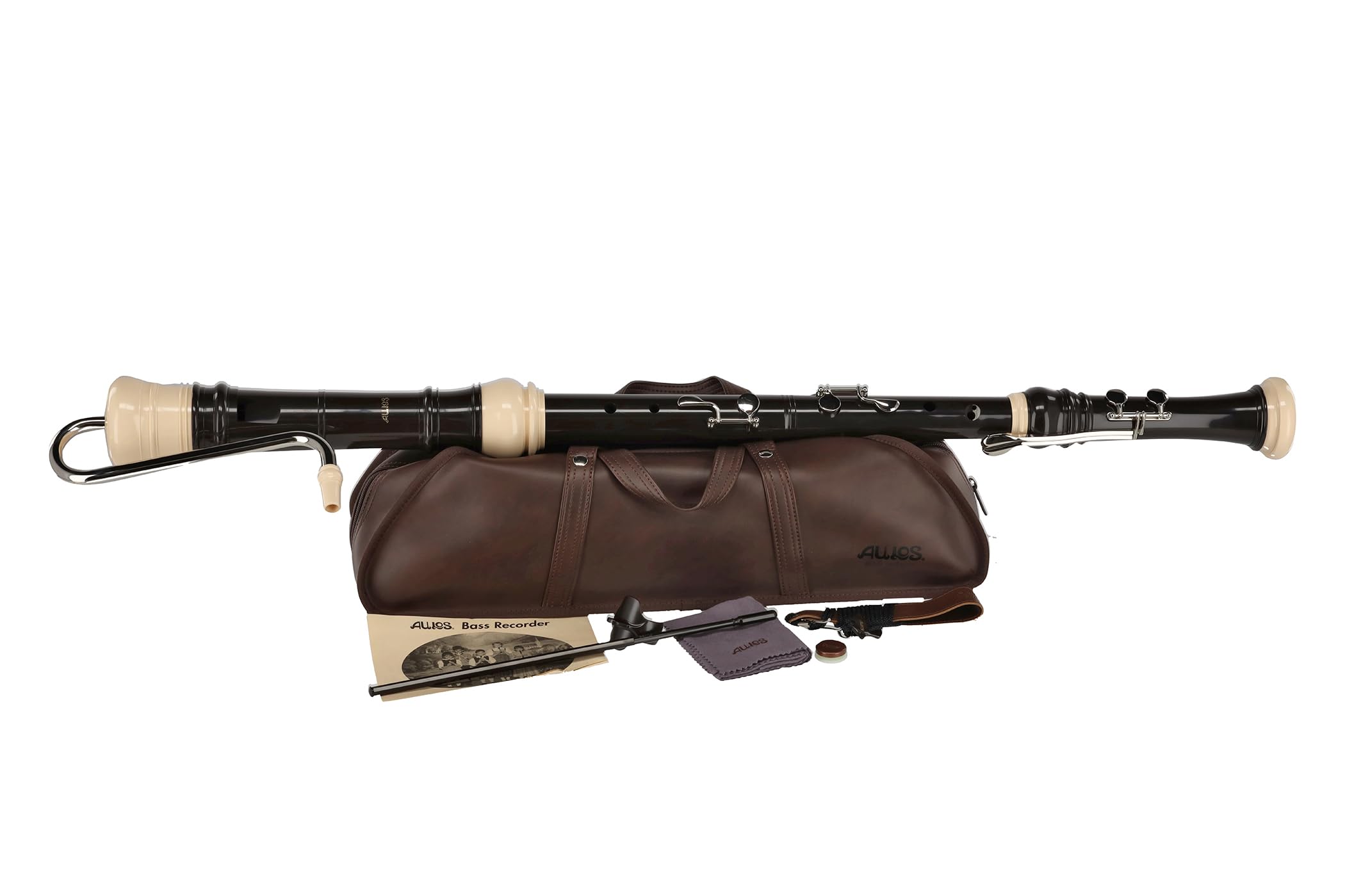 Aulos 700098 F-Bass Blockflöte Symphony Mod.533B barocke Griffw.braun, komplett mit Tasche, Tragschnur, Fettdose und Grifftabelle