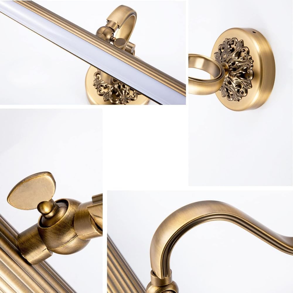 Lampe de vanité LED vintage en bronze, applique murale rétro salle de bain 51cm