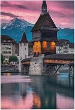 Fun Jigsaw Puzzle for Adults 1000 Pieces Historic City Center of Lucerne with Old Wooden Famous Chapel Bridge Canton of Lucerne Switzerlan Puzzles Fun Challenging Gift Art Home Decor