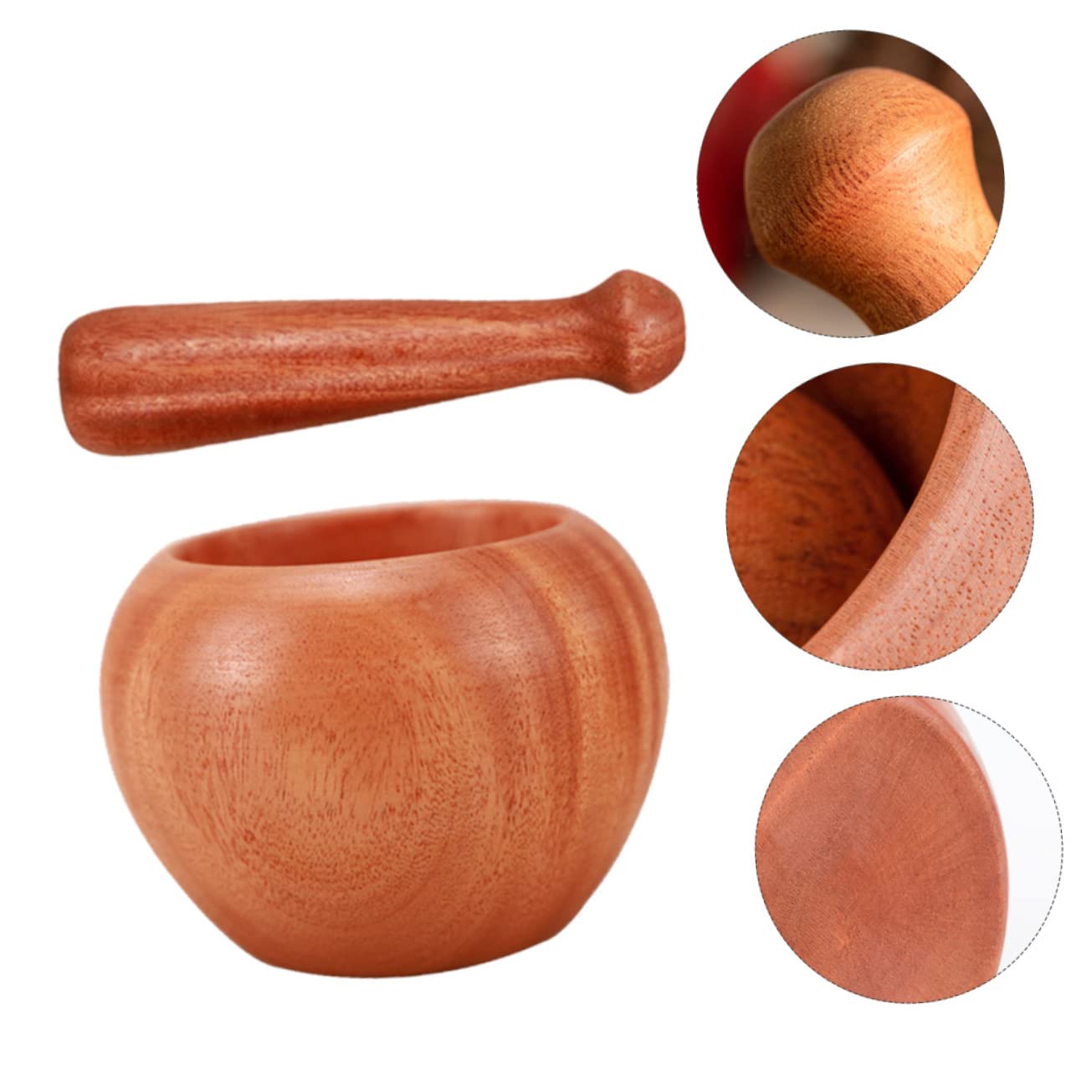 STOBAZA 1set Wooden Garlic Manual Mortar Pestle Kit Mashing Tool for Cooking Easy to Store for Housewarming