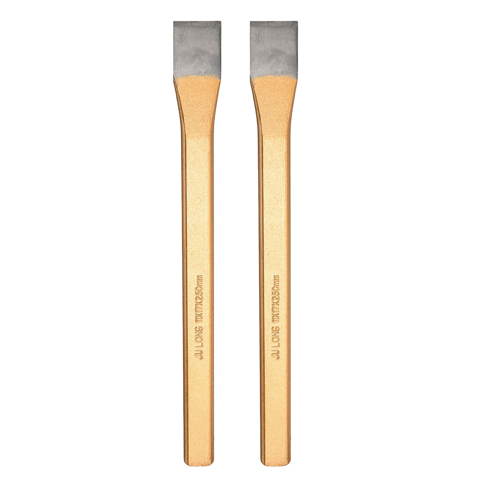 QUARKZMAN 2 pcs Cortafrío De 17 Mm De Ancho Y 250 Mm De Largo De Acero Aleado De Alta Dureza Tratado Térmicamente Cortafrío Plano Resistente Para Cortar Remaches Varillas Acero Gris Dorado