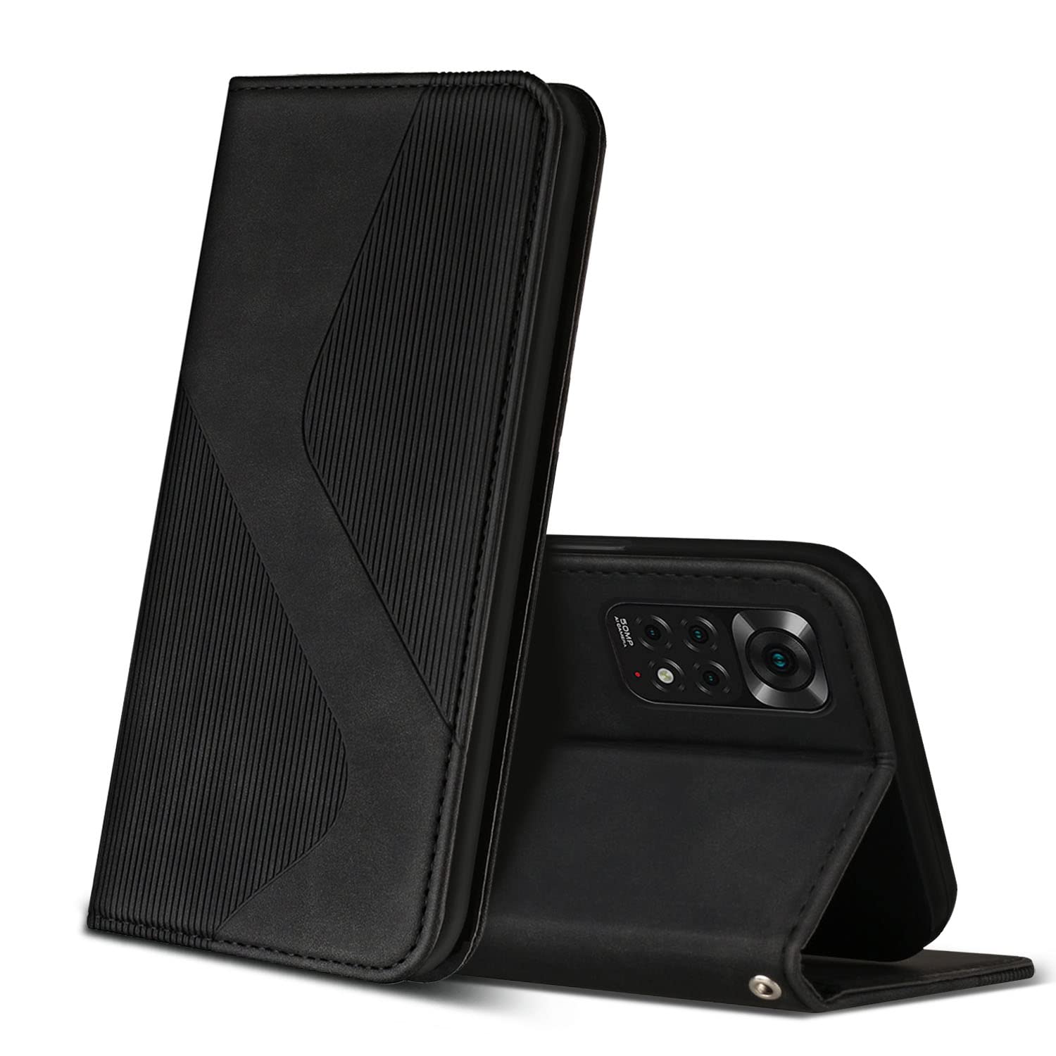 HONLEN Custodia Portafoglio Magnetica Per Redmi Note 11 / Note 11S (4G) – Pelle PU Con 2 Slot Carte E Funzione Stand, Nero - 5