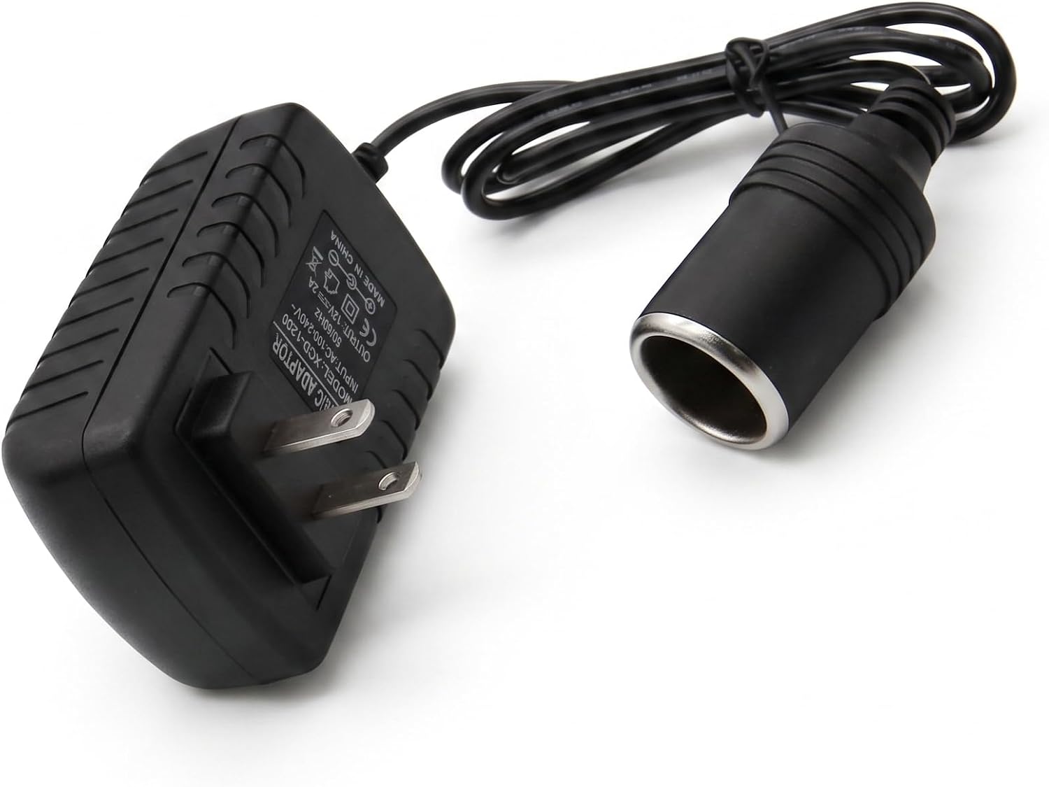 Car AC to DC Converter, 100-240V to 2A 24W Power Supply Adapter Transformer, Plug-and-Play 12V Car Cigarette Lighter Socket Adapter, Universal for Most Cars (Black)