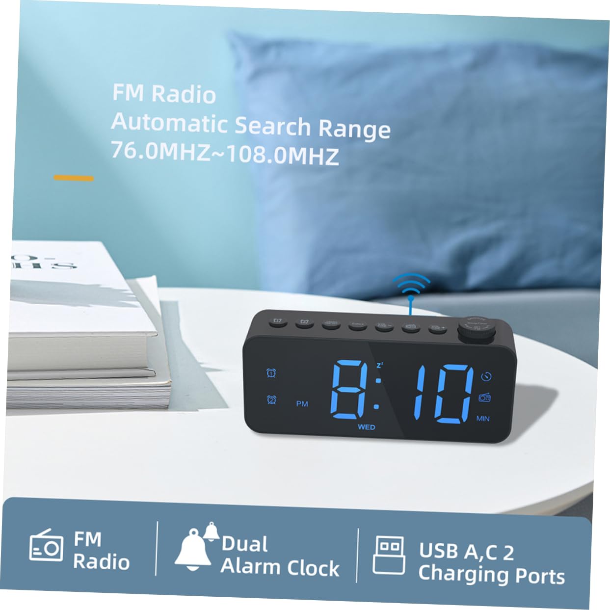 BESTonZON Digital Wecker Für Schlafzimmer Mit Led-anzeige Und Großem Display USB-ladefunktion Modernes Design Kompakt Und Leicht Für Wohnzimmer Küche Und Bürogebrauch
