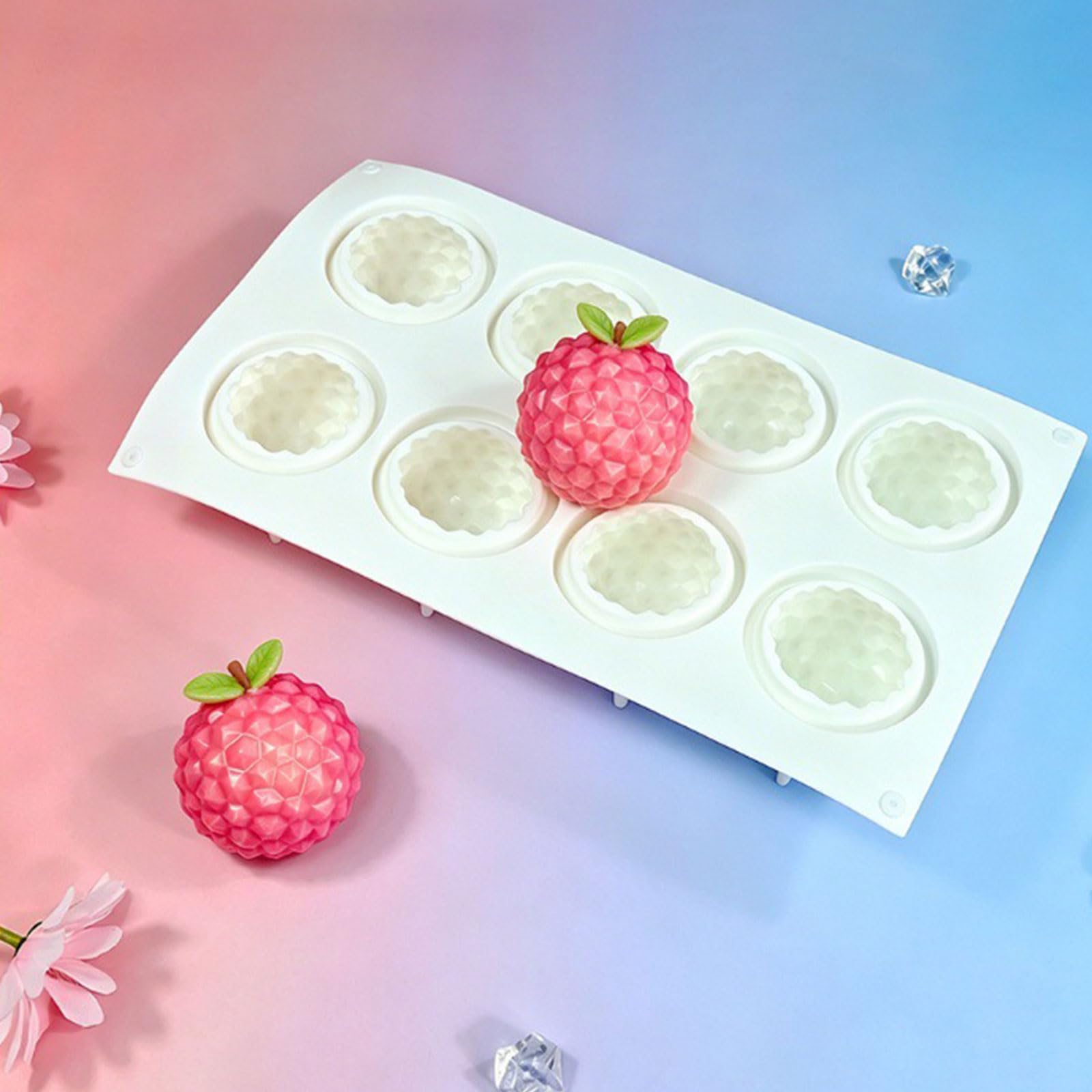 Moldes antiadherentes para tartas con forma de lichi con múltiples cavidades con silicona para presentaciones perfectas de postres, diseño de lichi