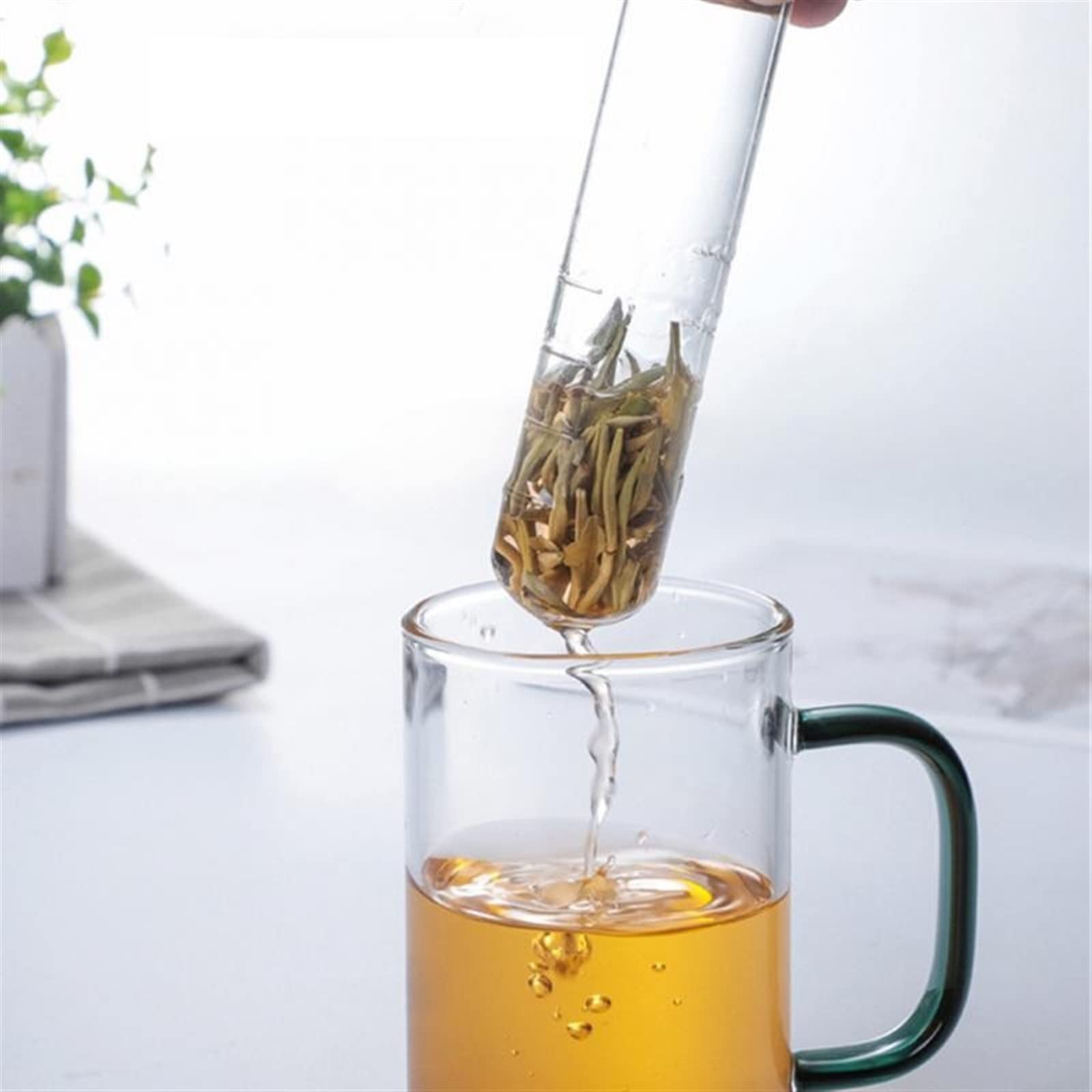 Colador de té de vidrio, tubo infusor de té, resistente al calor, diseño de vidrio, herramientas de colador de té, accesorios para taza, taza de café, filtro elegante, máquina de té