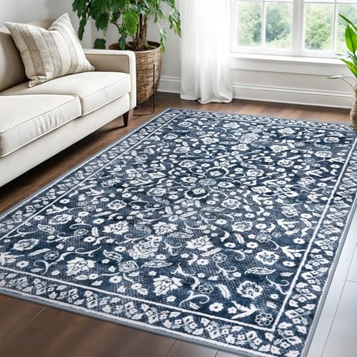SILOLOOM Vintage 5x7 Rugs Washable Living Room Area Rug Non Slip