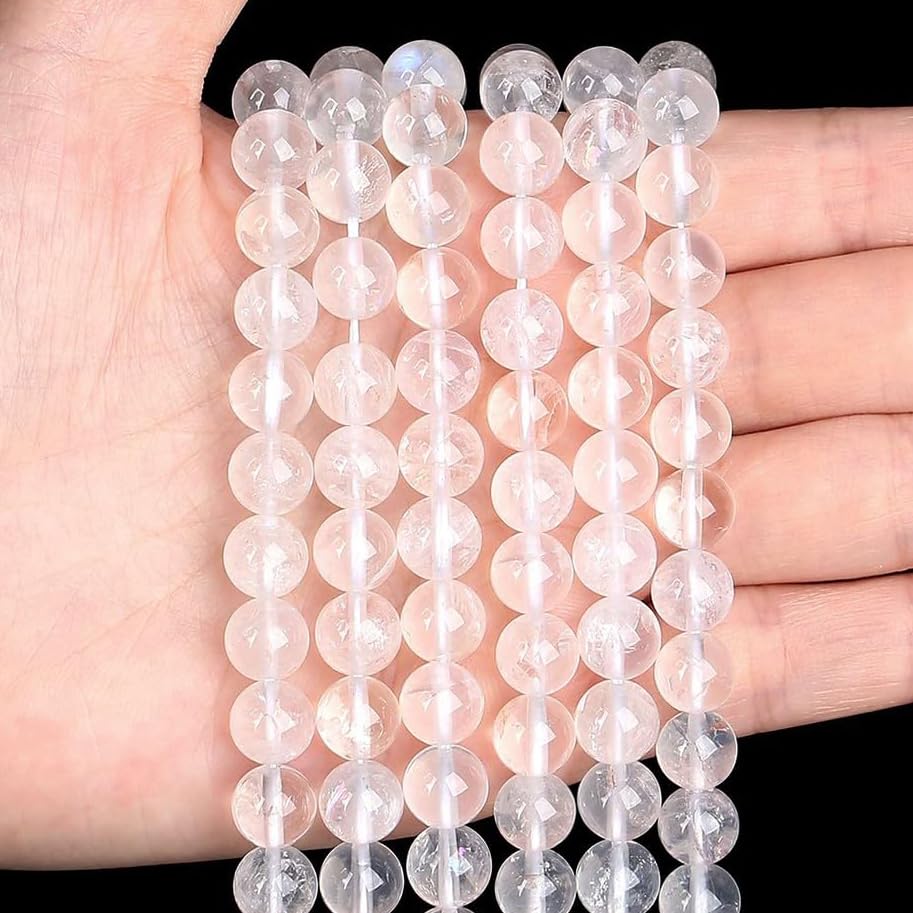 XIANNVXI 8mm Round Loose Clear Quartz Beads for Jewellery Making Stone Gemstone Beads for Crafting 47 Pcs - Image 2
