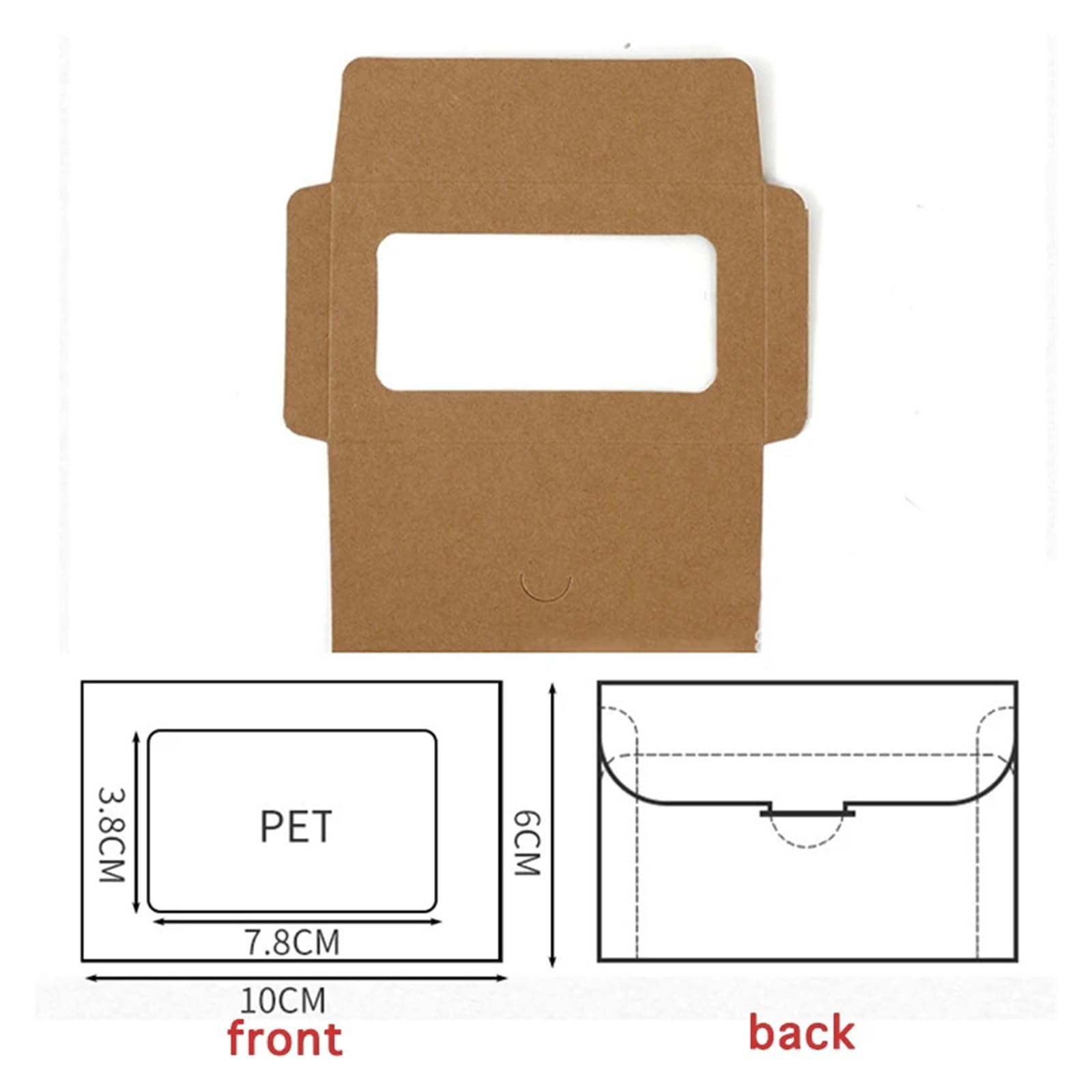 Koperta, Koperty okienne z papieru pakowego 100 szt. Wielokolorowe 10x6cm do przechowywania pocztówek(Black)