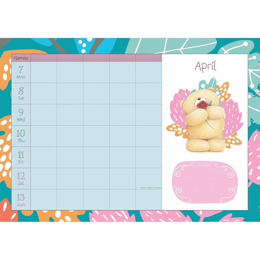 A4 Forever Friends Week-to-View Family Organiser 2025