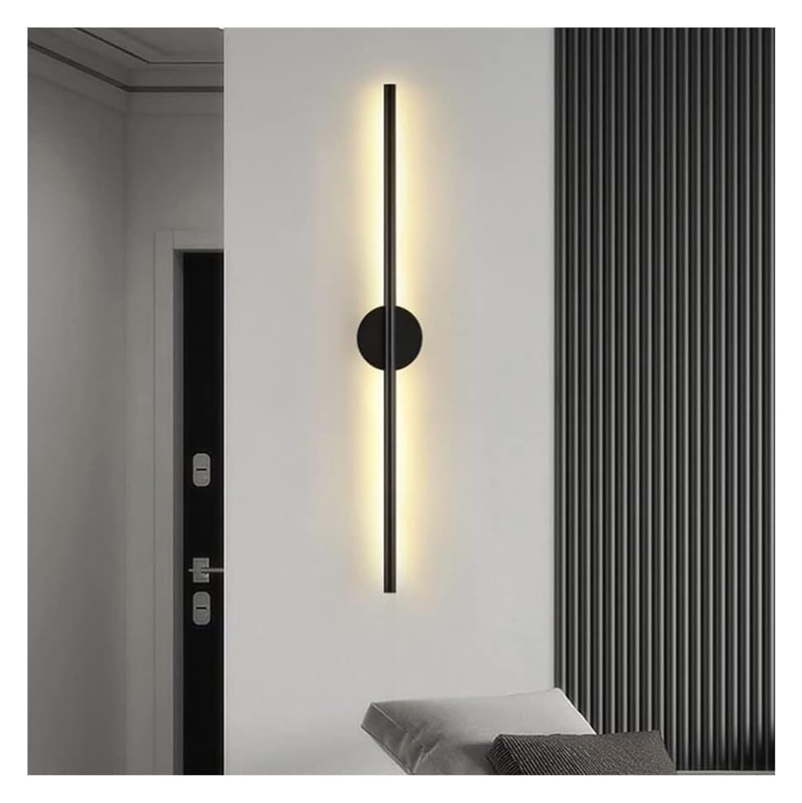 LYGXWJFC Kinkiety Kinkiety Minimalizm Długi pasek Kinkiet Aluminiowy kryty Kinkiet ścienny LED Nocny Astygmatyzm Kinkiet Oprawa ścienna do sypialni Komoda Łazienka Pokój dzienny (Czarny -6