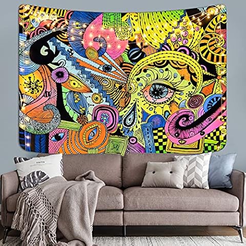Boniboni Abstract Texture Tapestry Trippy Fractal Tapestry Psychedelic Eyes Tapestries Abstract Aesthetic Art Tapestry Wall Hanging for Room(59.1 x 82.7 inches) Cover