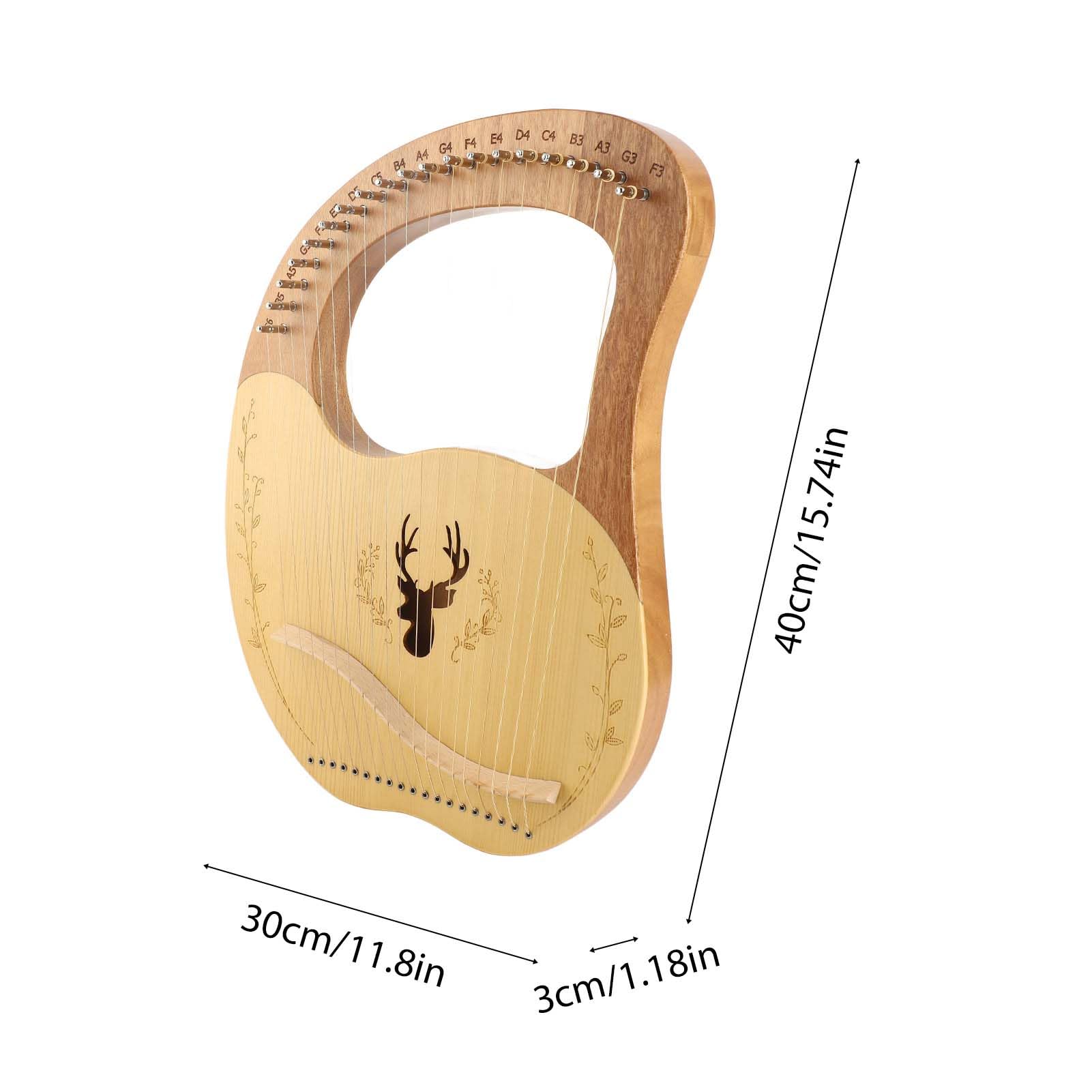 Arpa de Lira de 19 cuerdas instrumento de cuerda de caja de resonancia de madera portátil con llave para afinar y púas para niños adultos principiantes (Naturelle)