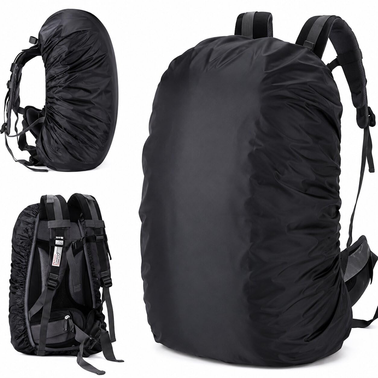 Bag Cover Waterproof 40L to 50L Rain Cover for Backpack Bags, Tail Bag Cover, Treking Bag Covers Dust Proof, Rainproof, Rubberized Material, Elastic Adjustable Size (Black)-image-13