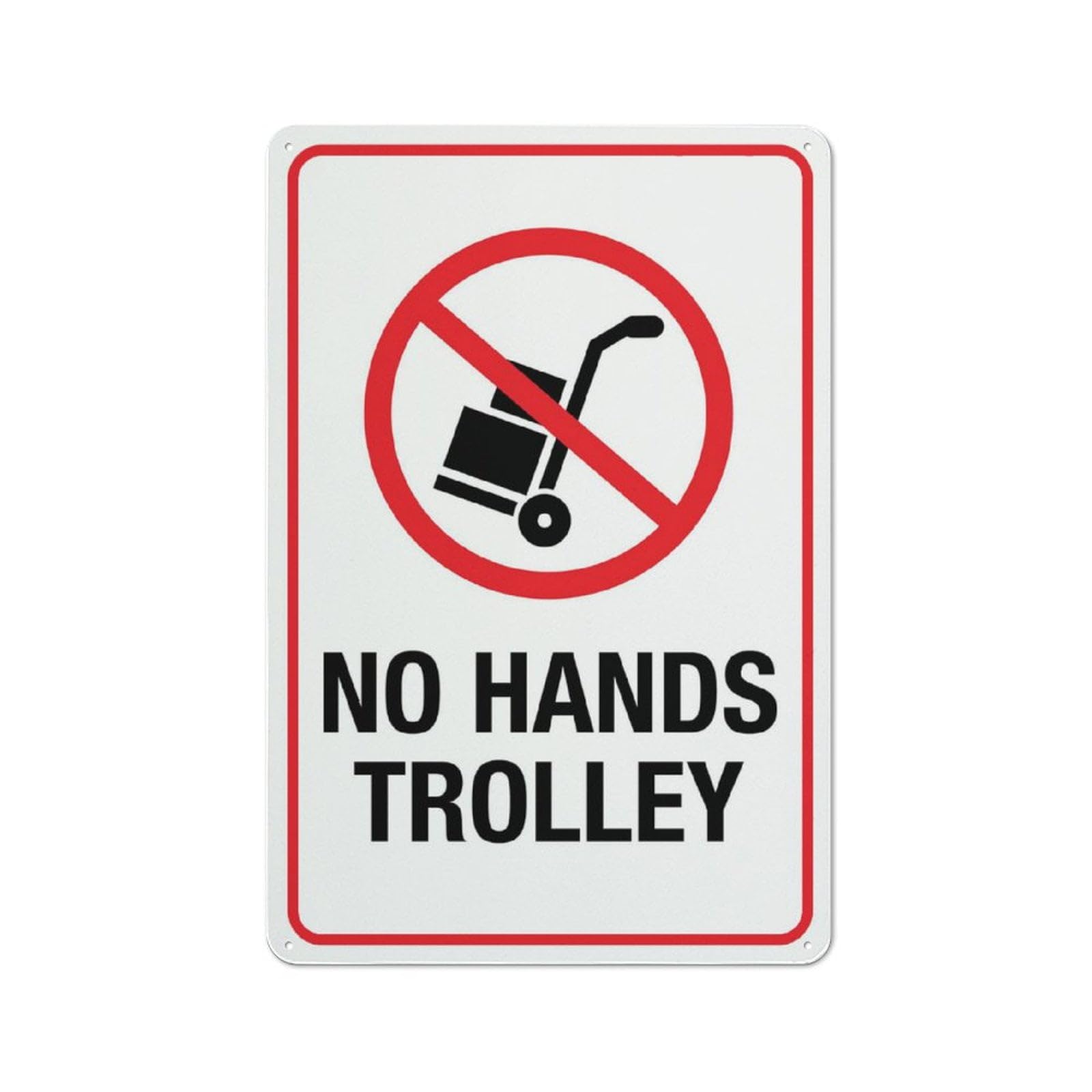 peiyeety No Hands Trolley Sign Warning Tin Sign Home Kitchen Farm Garden Garage Wall Decor 12X8Inch