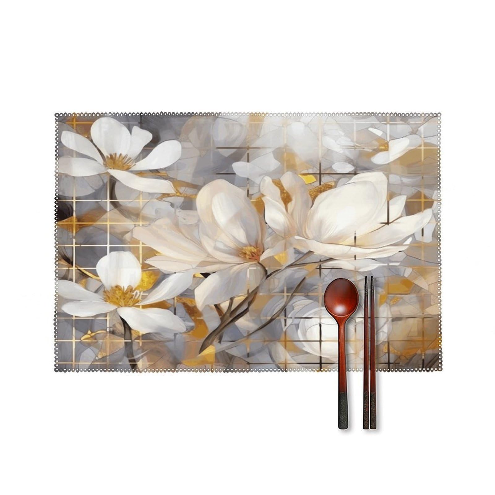 Fekiloot Style Gold And Gray Placemats Set Of 6,Table Mat