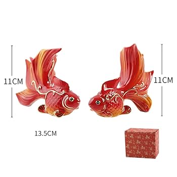 Amazon.co.jp: 魚の置物 陶製 車 家 玄関 装飾 鯉 風水置物