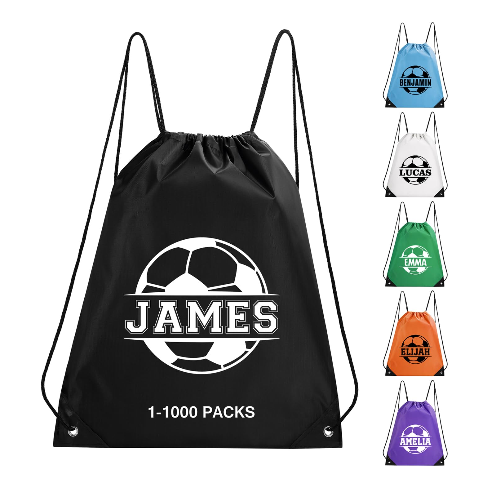 Fyore Custom Drawstring Backpacks, Bulk Personalized Drawstring Sports Bags with Soccer Monograms for Gym Beach Climb Trips Party Team Events-
