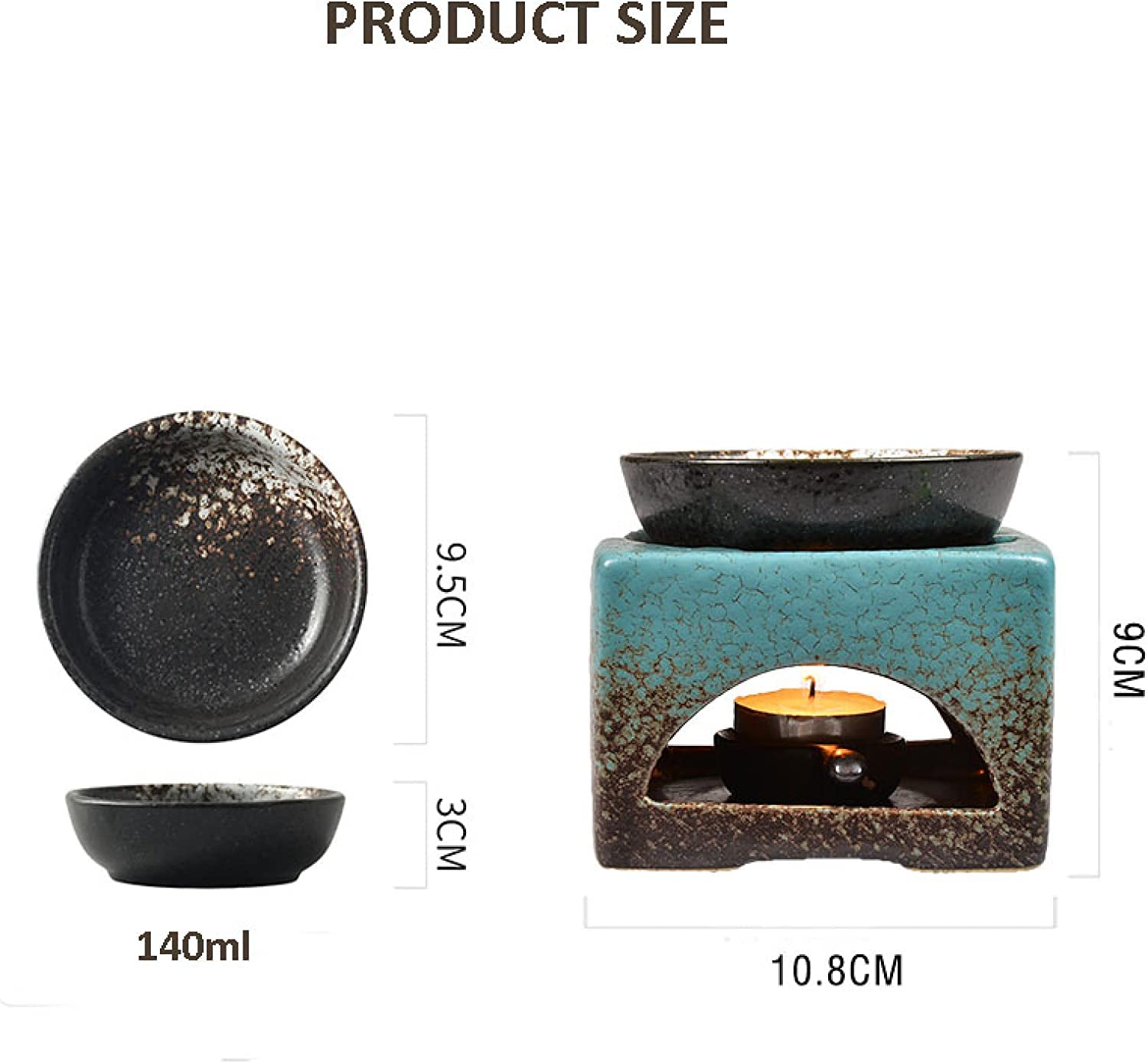 brûleurs d'huile, Brûleurs de fonte de cire, brûleur à huile essentielle, brûleur à huile de bougie en céramique, support de chauffe-cire, diffuseur parfumé de bougie for cadeaux de bureau à domicile