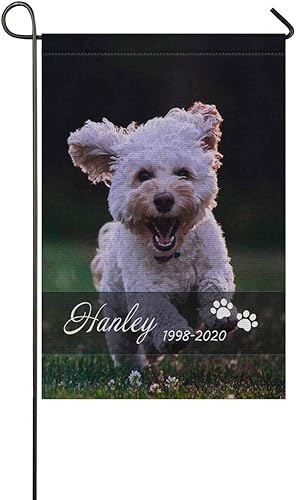FunStudio Bandera conmemorativa personalizada para jardín exterior, foto de mascota, apellido, casa, patio, césped, decoración de 12 x 18 pulgadas,