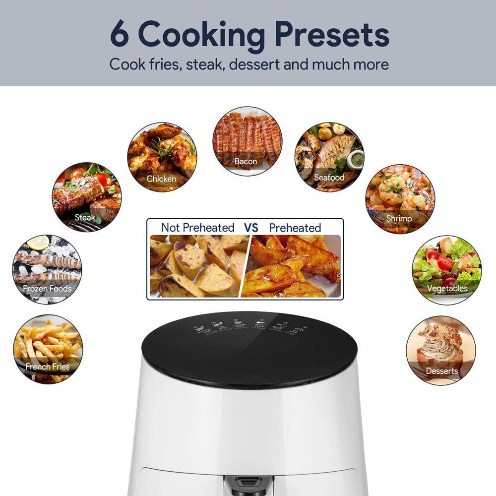 Forno friggitrice ad aria calda antiaderente, friggitrici ad aria calda grandi e veloci e fornello senza olio con preimpostazioni, touchscreen LED (per dita bagnate)/arrostire/cuocere/mantenere al