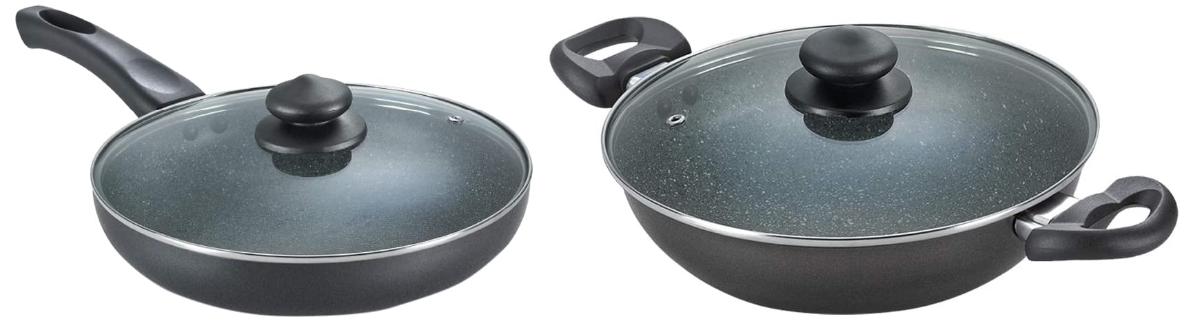 Prestige Omega Deluxe Aluminium Granite Kadai, 260mm, Black & Omega Deluxe Granite Fry Pan with Lid, 280mm, Black (3 L) Combo (B085GPM8PY) Amazon Price History, Amazon Price Tracker