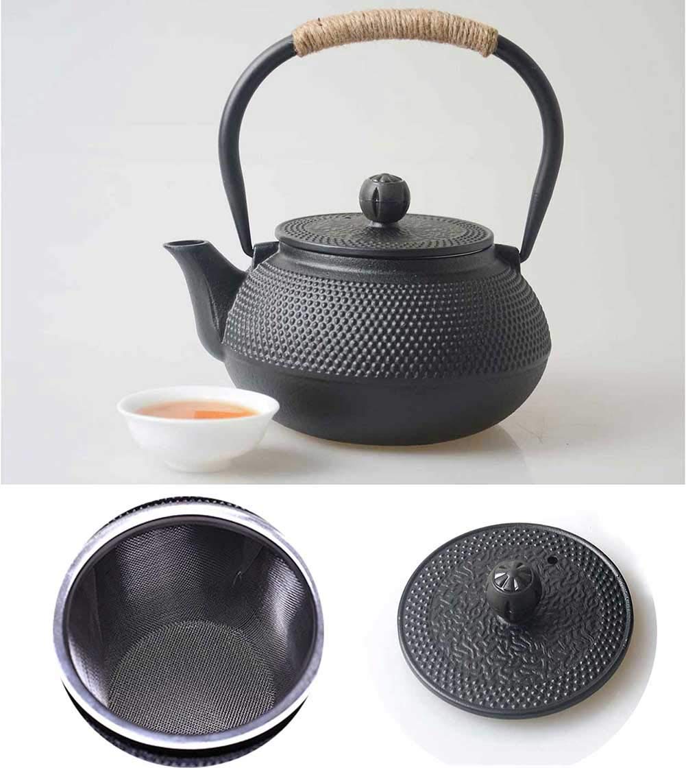 Giapponese Teiera in Ghisa con Interno Smaltato,Bollitore con Filtro Come Regalo di Artigianato Sano 800ml / 25 oz