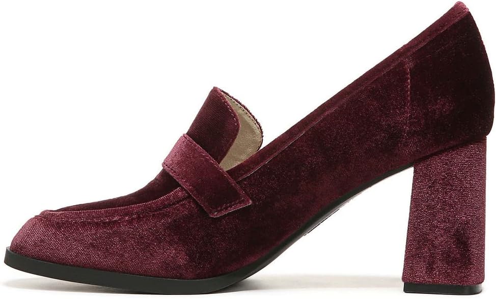LifeStride Womens Farrah Block Heel Loafer Pinot Noir Velvet 9 W