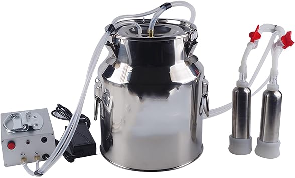 Goat Milking Machine, Cow Milking Machine,Electric Vacuum Pulsation Pump Milker,Milking Supplies W/Stainless Steel Bucket,Automatic Portable Livestock Milking Equipment