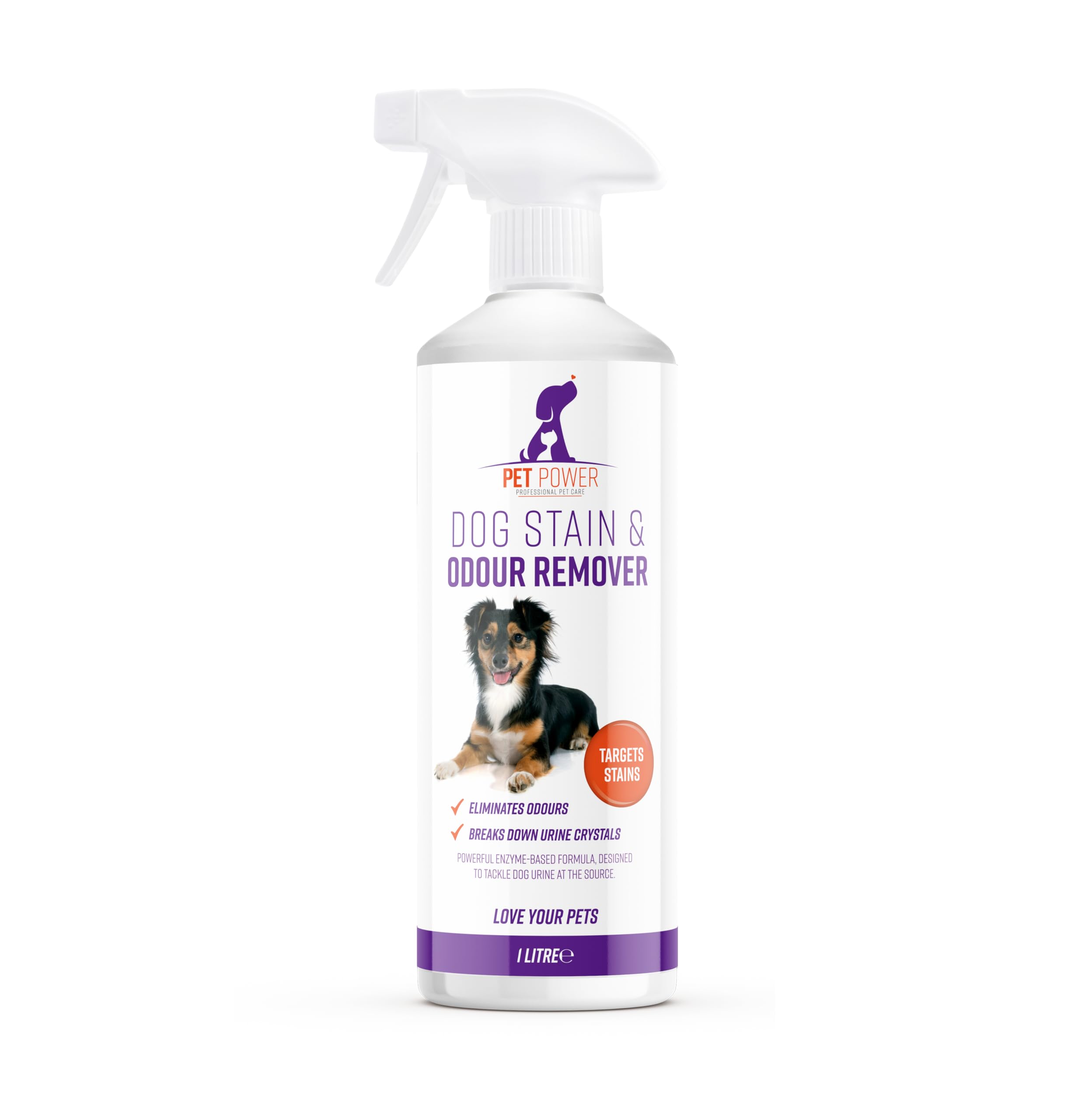 Pet Power - Dog Urine & Odour Remover - 1L Enzyme Cleaner - Eliminates Puppy Accidents, Vomit & Bedding Smells - Safe for Pets Once Dried - Carpet, Sofa & Floors