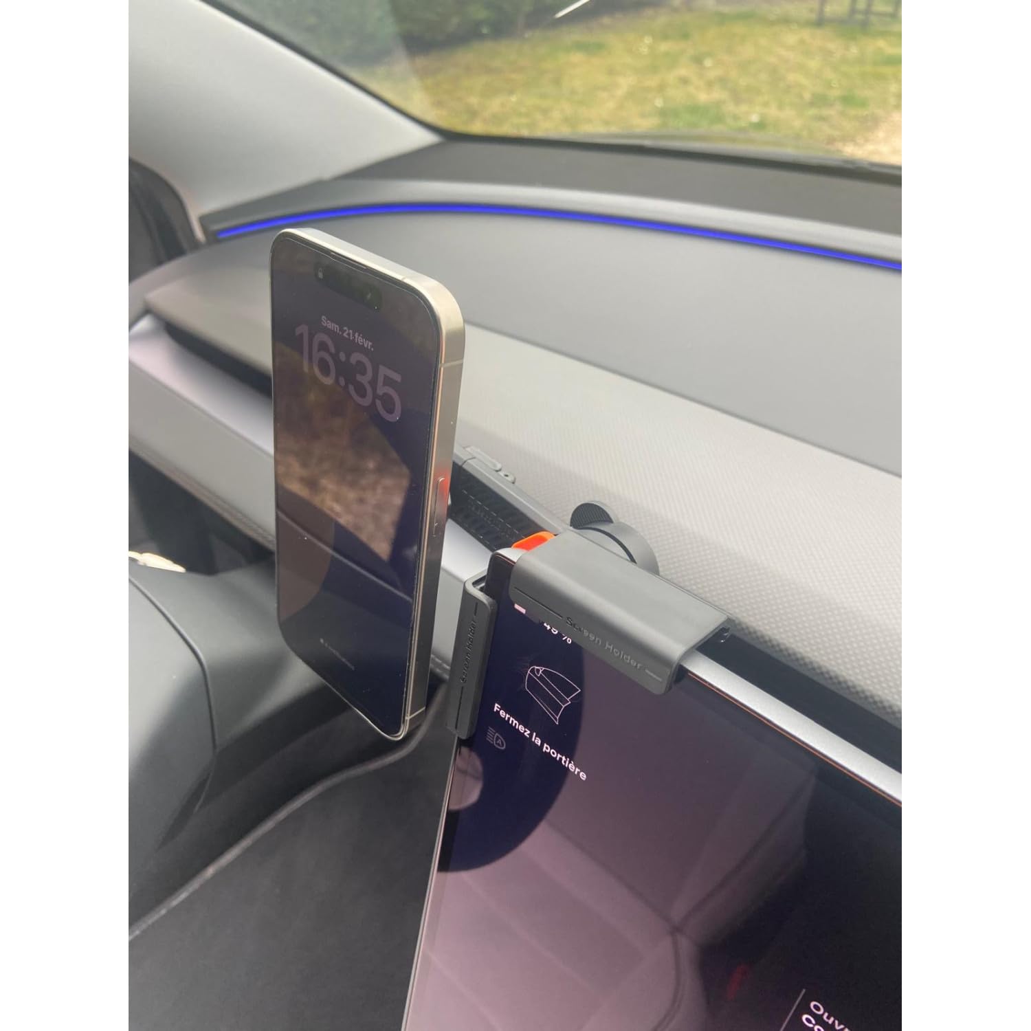 JAYM Tesla Model 3/Y/X/S - Supporto universale per iPhone, Samsung, Android - senza adesivo, anti-caduta, contabili MagSafe e ricarica a induzione