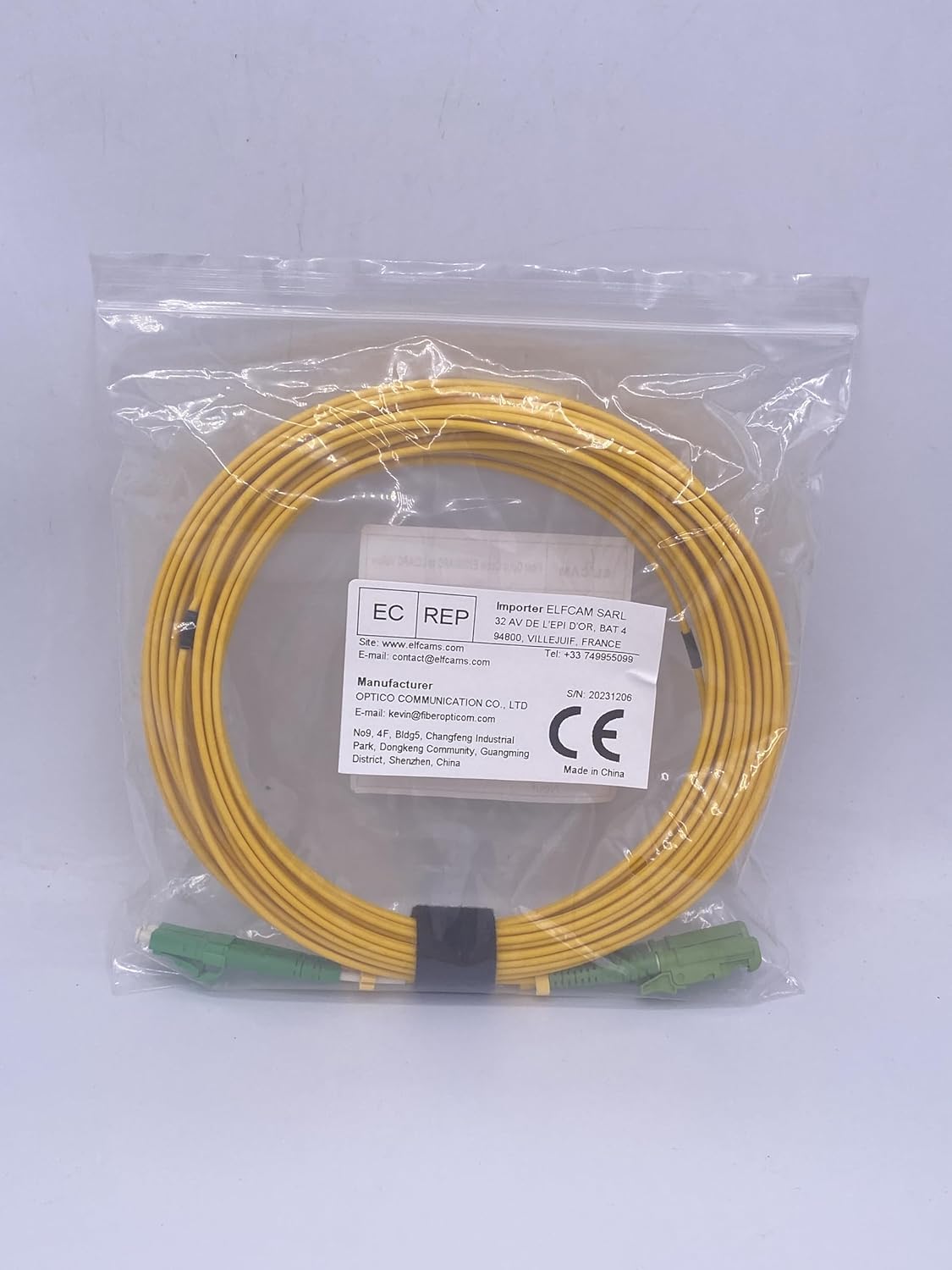 Elfcam® - 30m LWL Glasfaser-Kabel E2000/APC auf LC/APC Stecker, Duplex Singlemode 9/125μm Patchkabel, Lichtwellenleiter LSZH (30M)