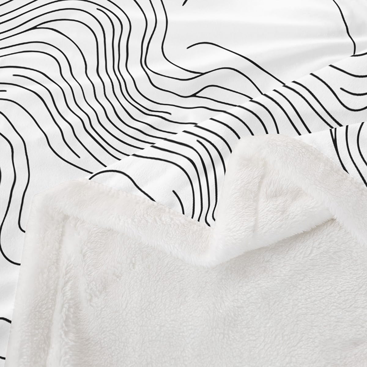 Castle Fairy Abstract Kids Flannel Blanket,Irregular Lines Stripes Print Fuzzy Blanket for Children,Simple Modern Art Geometric White Polyester Throw Blanket for Couch, Twin Size (60 x 80 Inch)