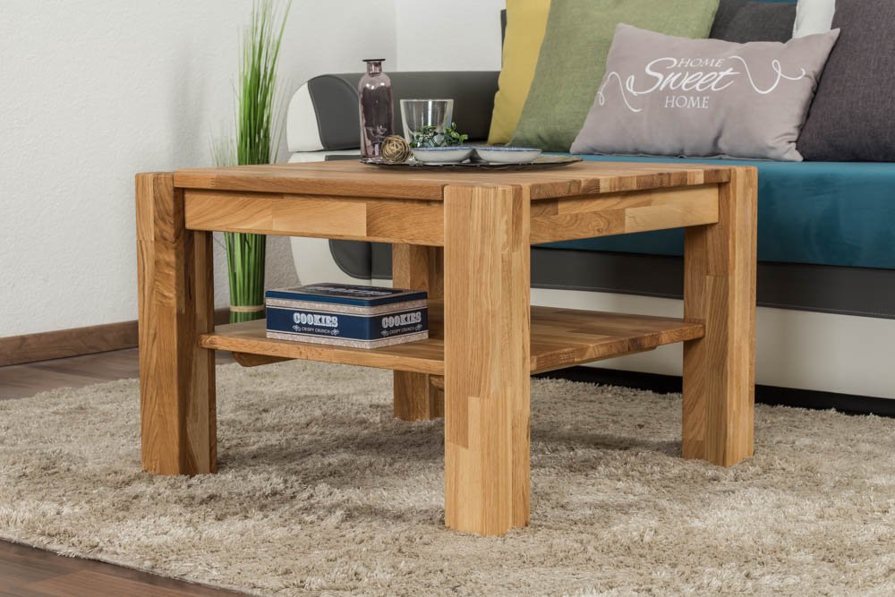 Couchtisch Wooden Nature 123 Eiche massiv - 45-65 - 65 cm (H - B - T)
