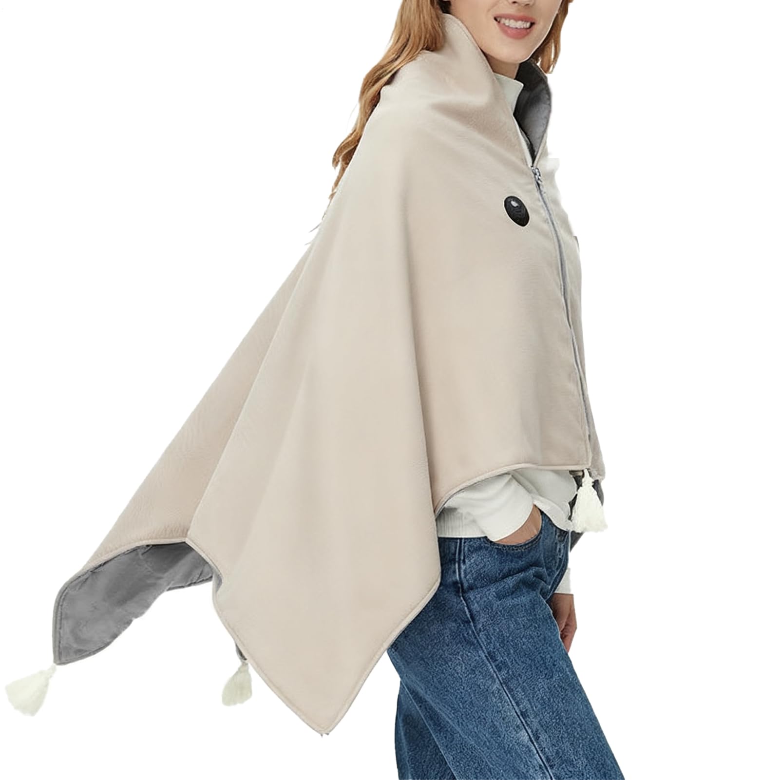 140 X 80cm Couverture Chauffante Usb Électrique Sans Fi, Plaid Poncho Chauffant Electrique, 3 Niveaux, Portable Pour Camping, Extérieur, Voiture, Bureau Lavable (Femmes/Hommes)