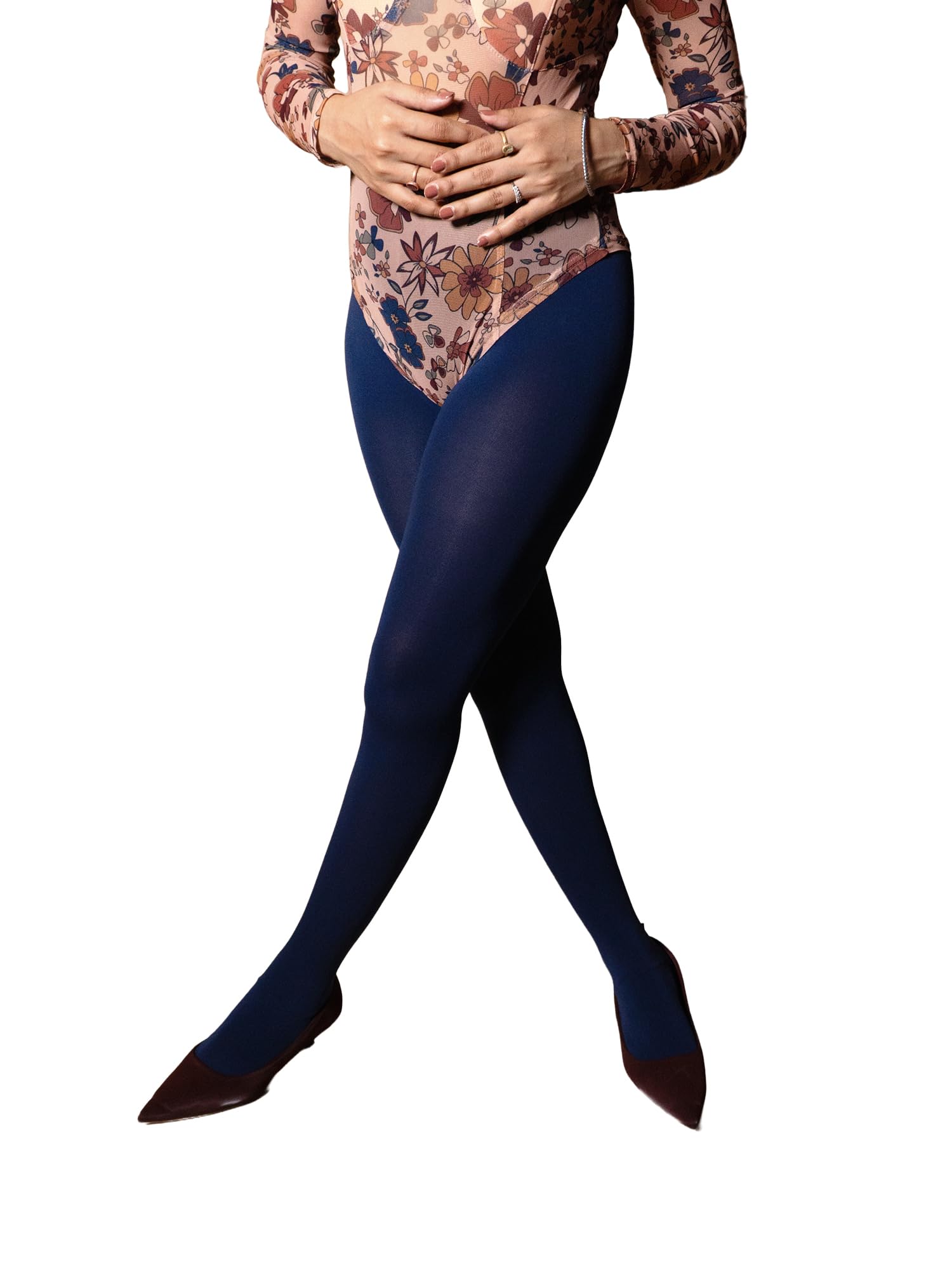 Navy Blue 40 Denier Stockings for Women | Deep Blue Tear-Resistant Hosiery | Semi-Opaque Waist-to-Toe Smooth Coverage Tights | One Size Fits Up to S-3XL-image-14
