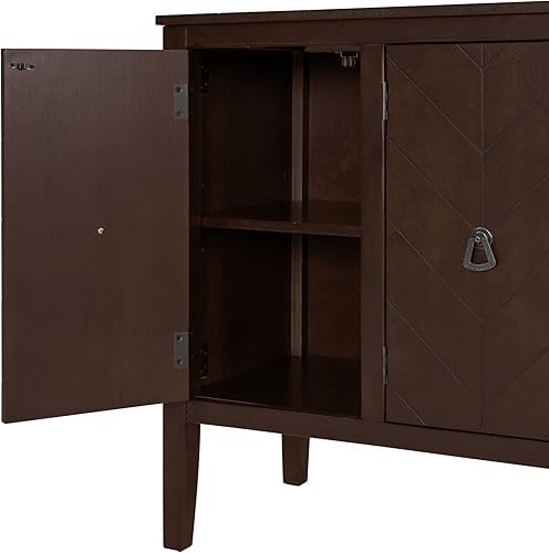 Miniatura 7 de Mancofy Armario de almacenamiento Accent de madera con estante ajustable y 3 puertas, moderna consola de almacenamiento para pasillo, sala de estar,