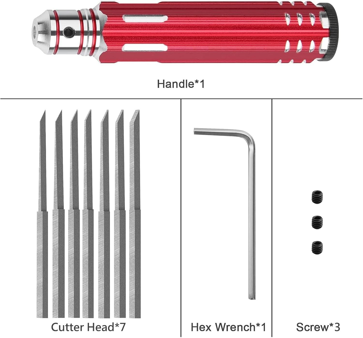 7 In 1 Prime Model Scriber with 7 Blades Gundam Resin Carved Scribe Line Cutting Tool Chisel (0.1/0.2/0.4/0.6/0.8/1.0/2.0mm) Red