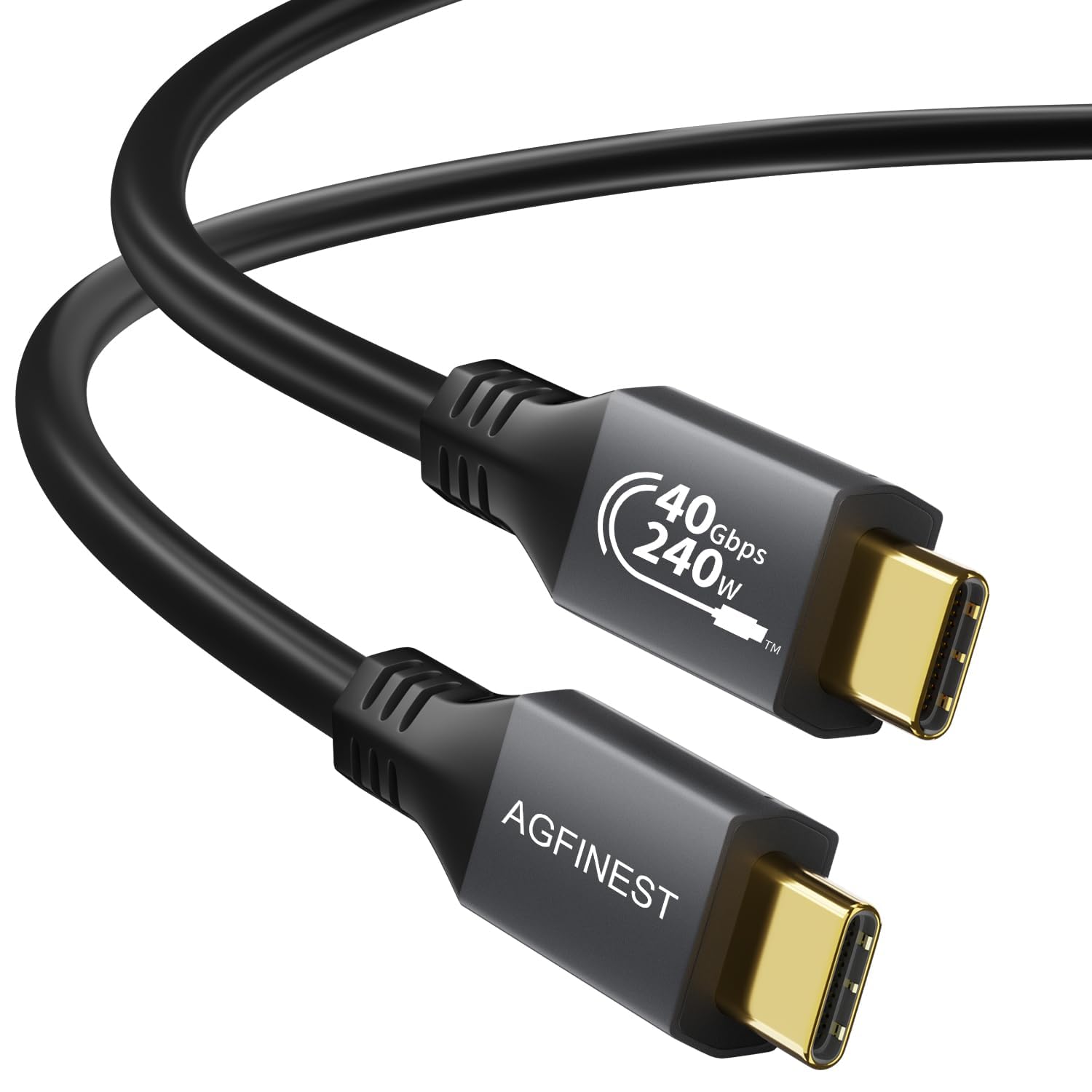 AGFINEST Zertifiziert 240W USB4 Kabel, Kompatibel mit Thunderbolt 4 100W, 40Gbps USB C Kabel, PD 3.1 140W 240W Schnellladekabel, 8K60 4K60 HDR Video Kabel für MacBook M1 M2, SSD, Hub, NUC (1M)