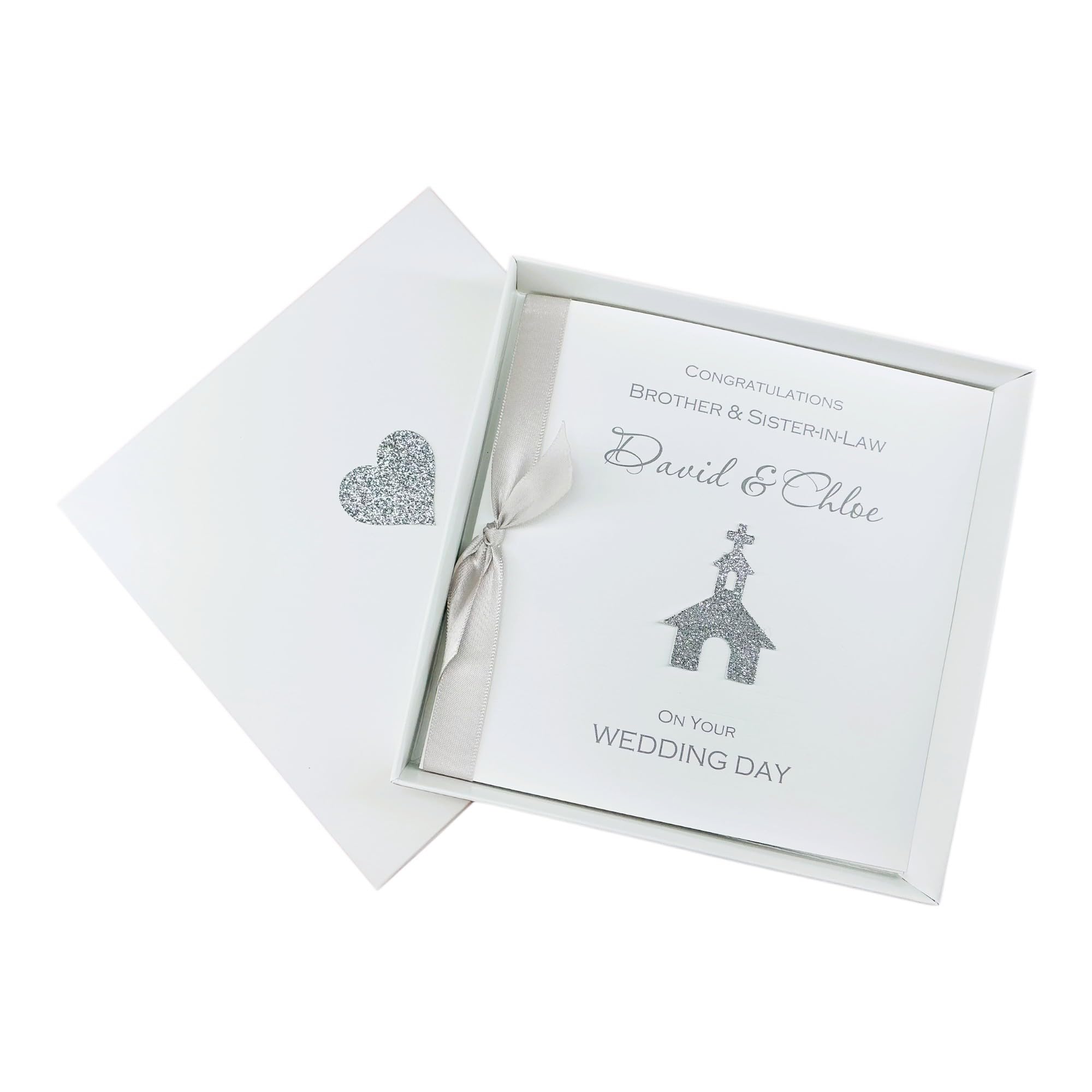 Brother & Sister-in-Law Wedding Day Card - Personalised Greeting Card, Congratulations Gift - Various Designs Glitter Church