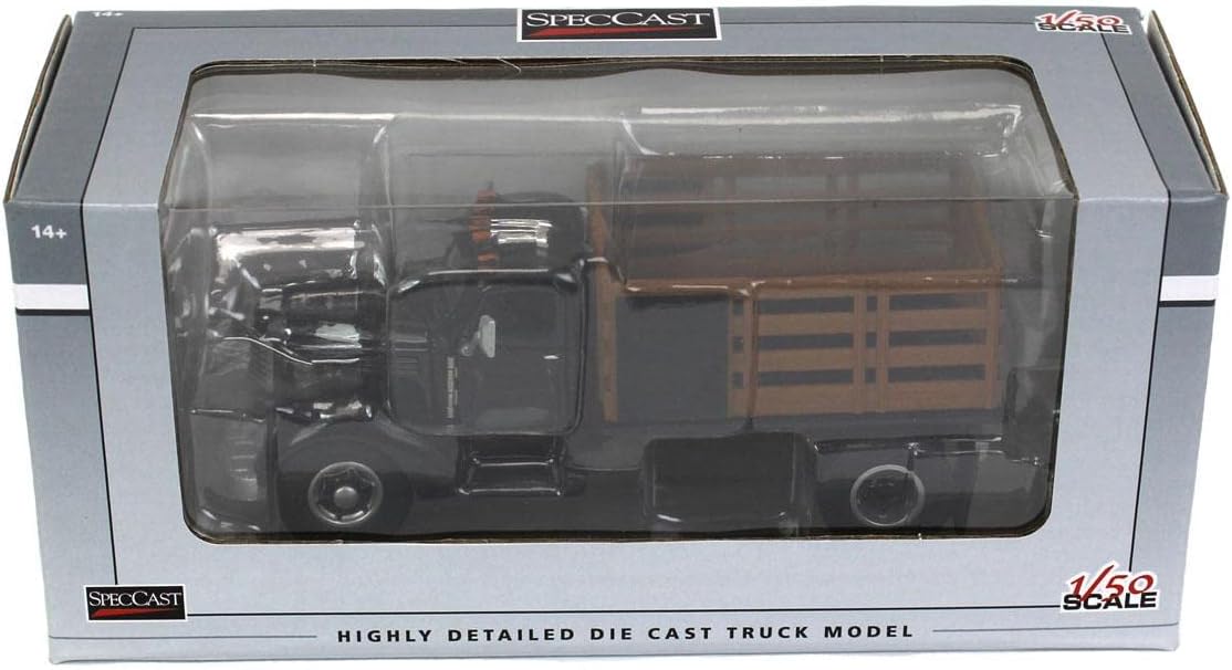 Spec Cast 1/50 Black International KB 8 Truck with Stake Bed 39512
