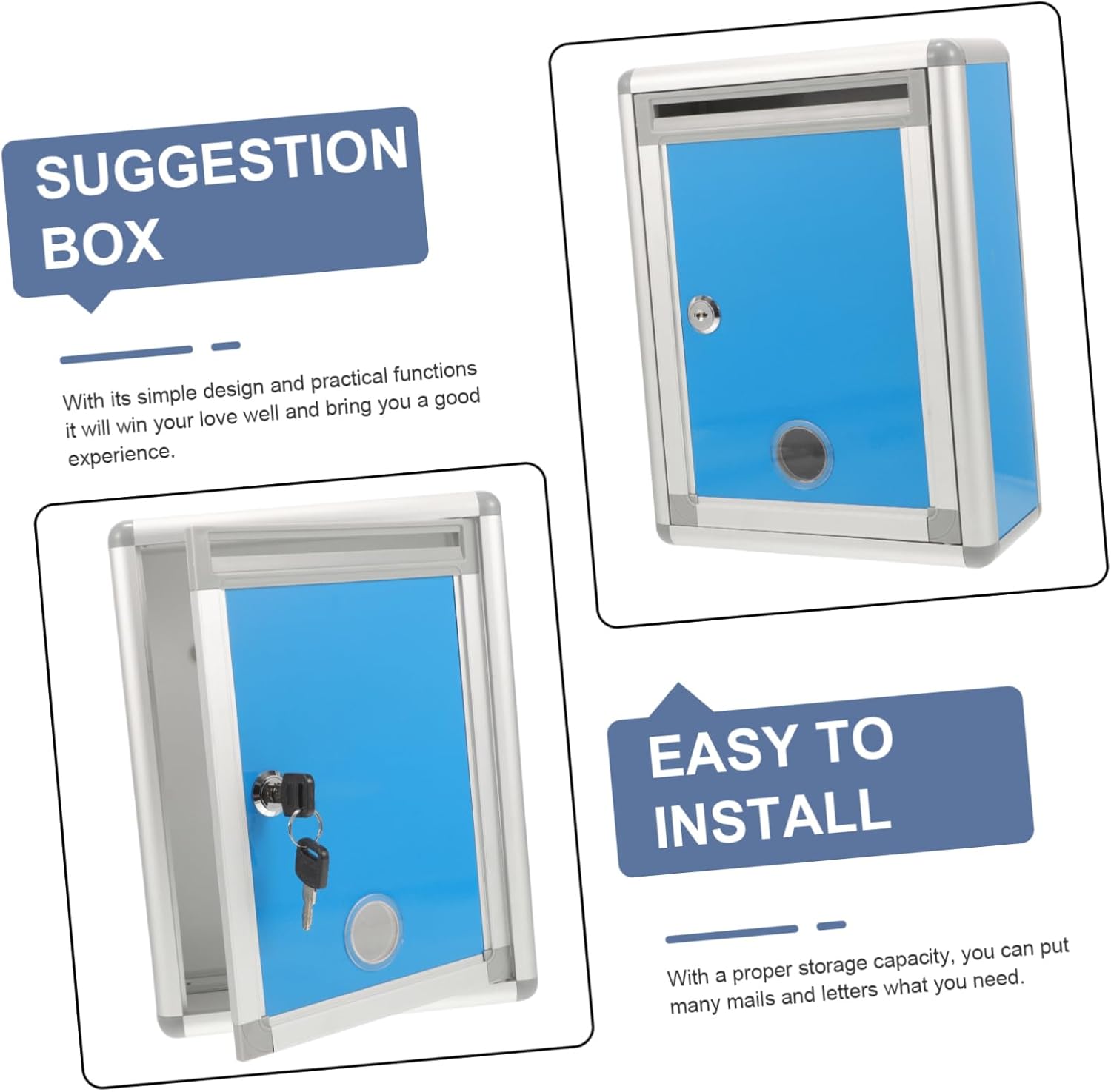 ARTIBETTER Multifunctional Wall-mount Locking Mailbox Secure Outdoor Letter Box for Home Use for Letters Donations and Sturdy Design Vintage Style