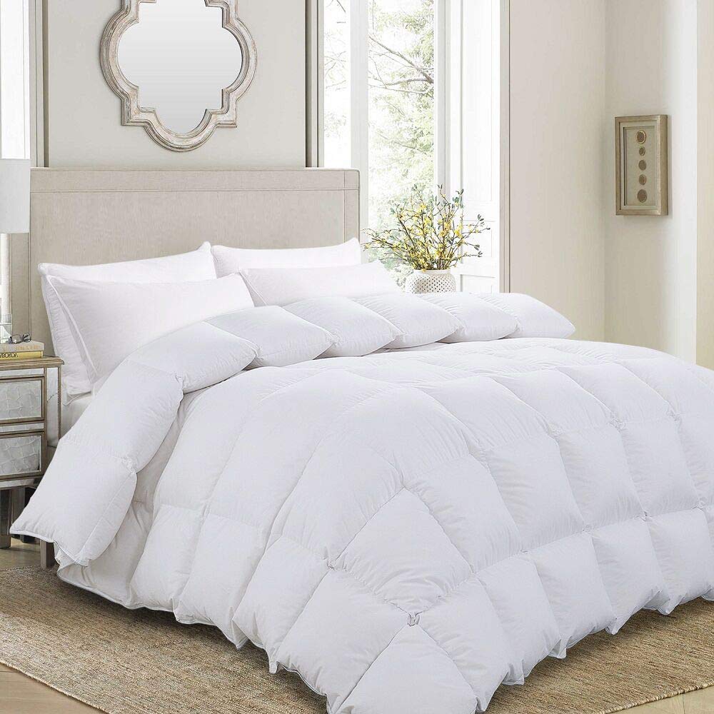 HOMBYS Feather and Down Comforter, Oversized King Comforter 120 x 120