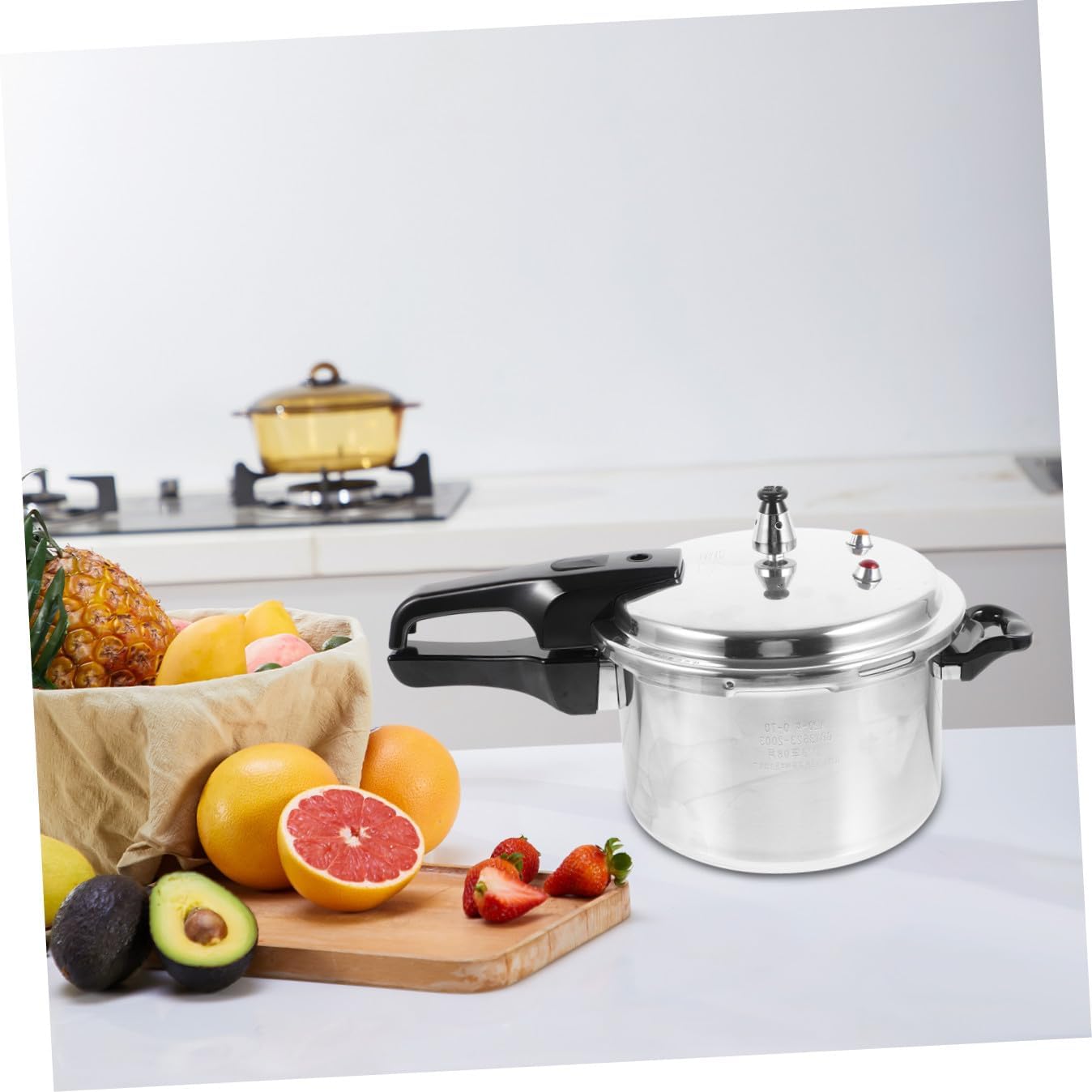 Cabilock Aluminum Alloy Pressure Cooker Polished Composite Bottom Pot for Gas Induction Stoves Fast Cooking Kitchen Cookware with Pot Design Compatible with Electric Gas Burners