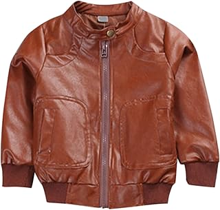 2025 - Chaqueta de piel sintética con cremallera de manga larga para niños pequeños para niños pequeños y ligeros de primavera